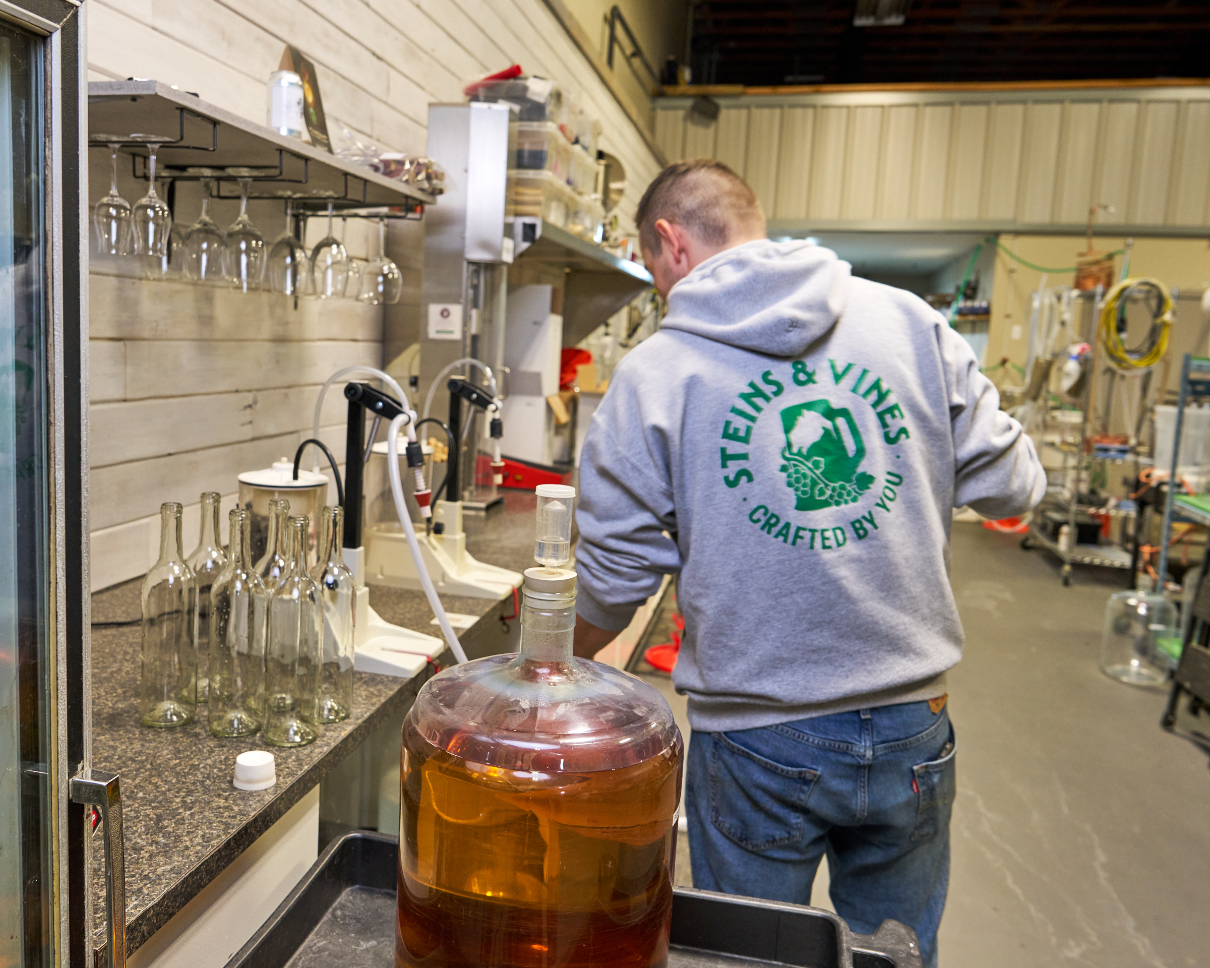 Wine batch with Steins & Vines branding in Squamish, BC