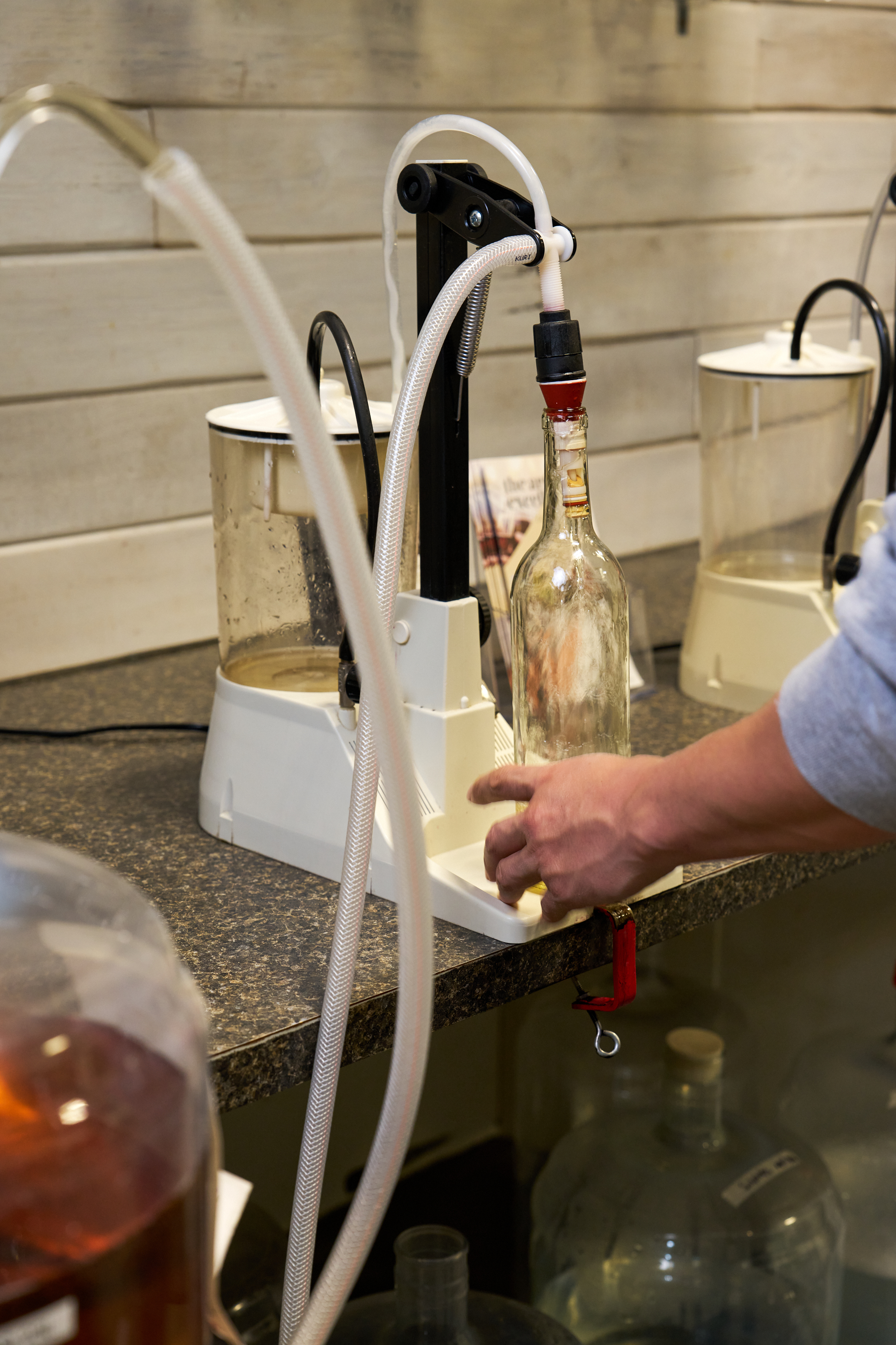 Bottling machine in action at Steins & Vines in Squamish, BC